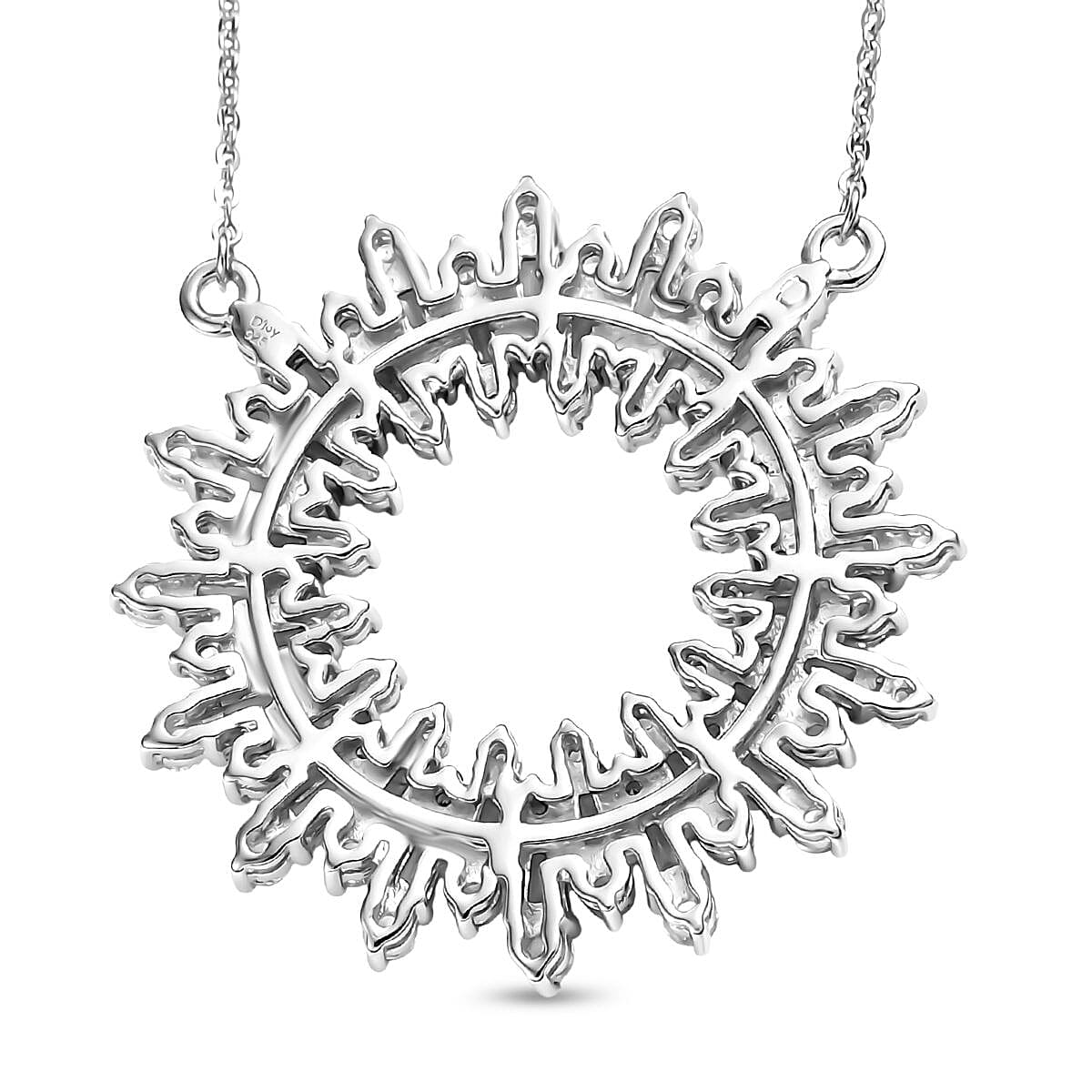 D'Joy White Zircon 5.30 ctw Sunburst Necklace in Rhodium Over Sterling Silver 18 Inches image number 4