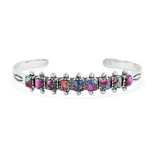 Santa Fe Style Mojave Purple Turquoise 25.00 ctw Cuff Bracelet in Sterling Silver (Adjustable)