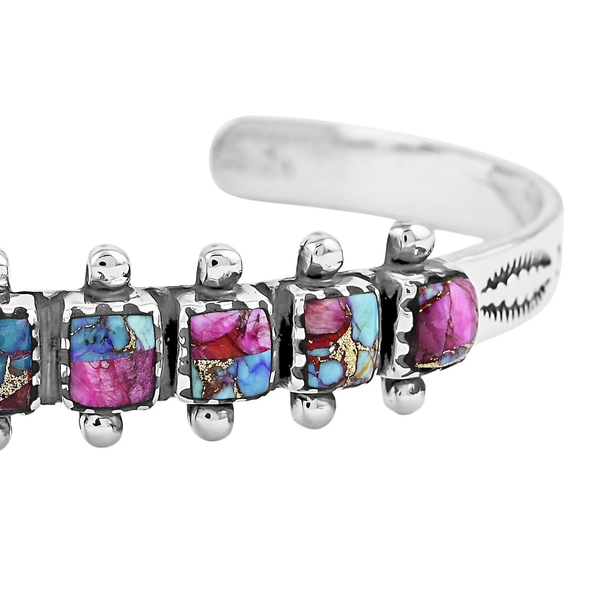 Santa Fe Style Mojave Purple Turquoise 25.00 ctw Cuff Bracelet in Sterling Silver (Adjustable) image number 3