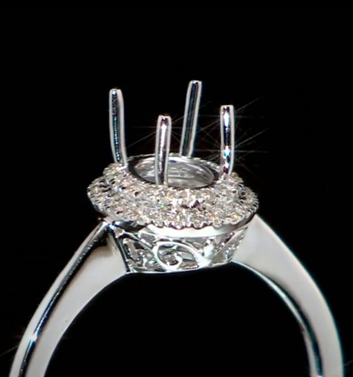 Iliana 18K White Gold Diamond (I2) Mounting Ring (Size 6.0) 0.21 ctw image number 3