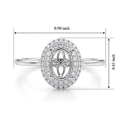 Iliana 18K White Gold Diamond (I2) Mounting Ring (Size 7.0) 0.21 ctw