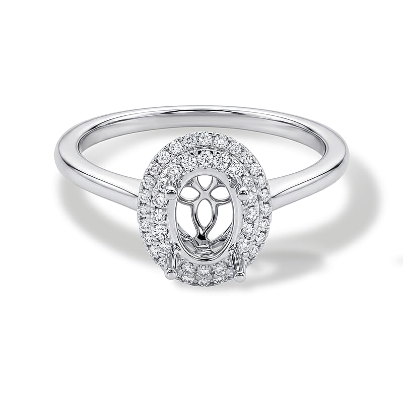 Iliana 18K White Gold Diamond (I2) Mounting Ring (Size 8.0) 0.21 ctw