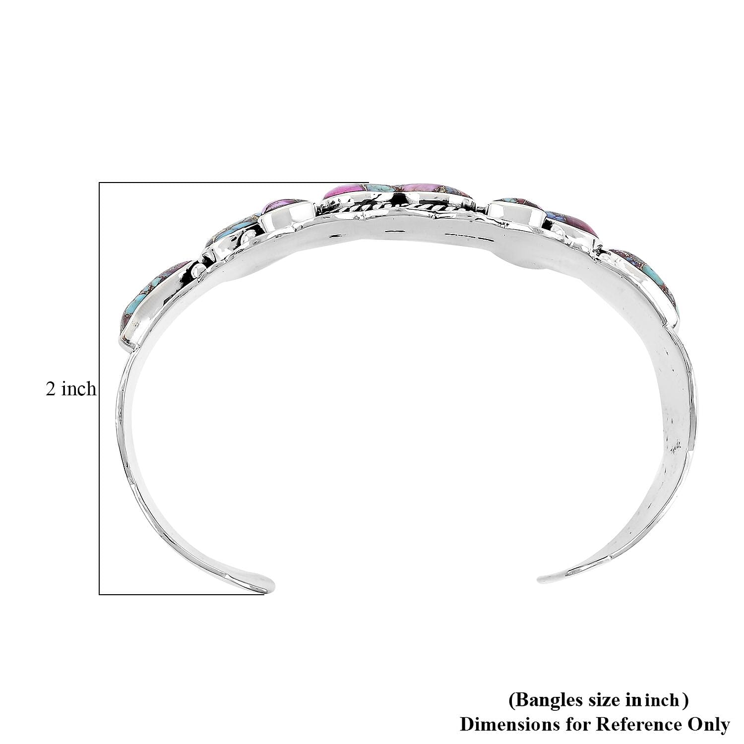 Santa Fe Style Mojave Purple Turquoise 85.00 ctw Cuff Bracelet in Sterling Silver (Adjustable)