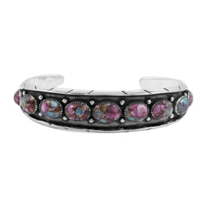 Santa Fe Style Mojave Purple Turquoise 68.00 ctw Cuff Bracelet in Sterling Silver (Adjustable)