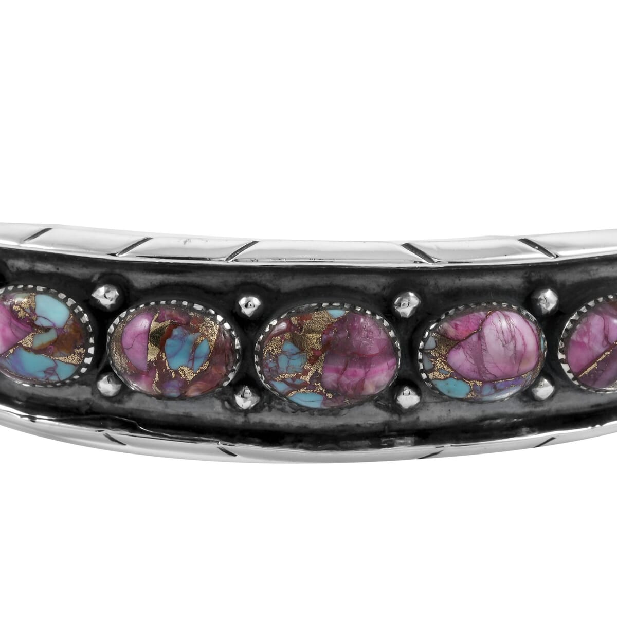 Santa Fe Style Mojave Purple Turquoise 68.00 ctw Cuff Bracelet in Sterling Silver (Adjustable) image number 3