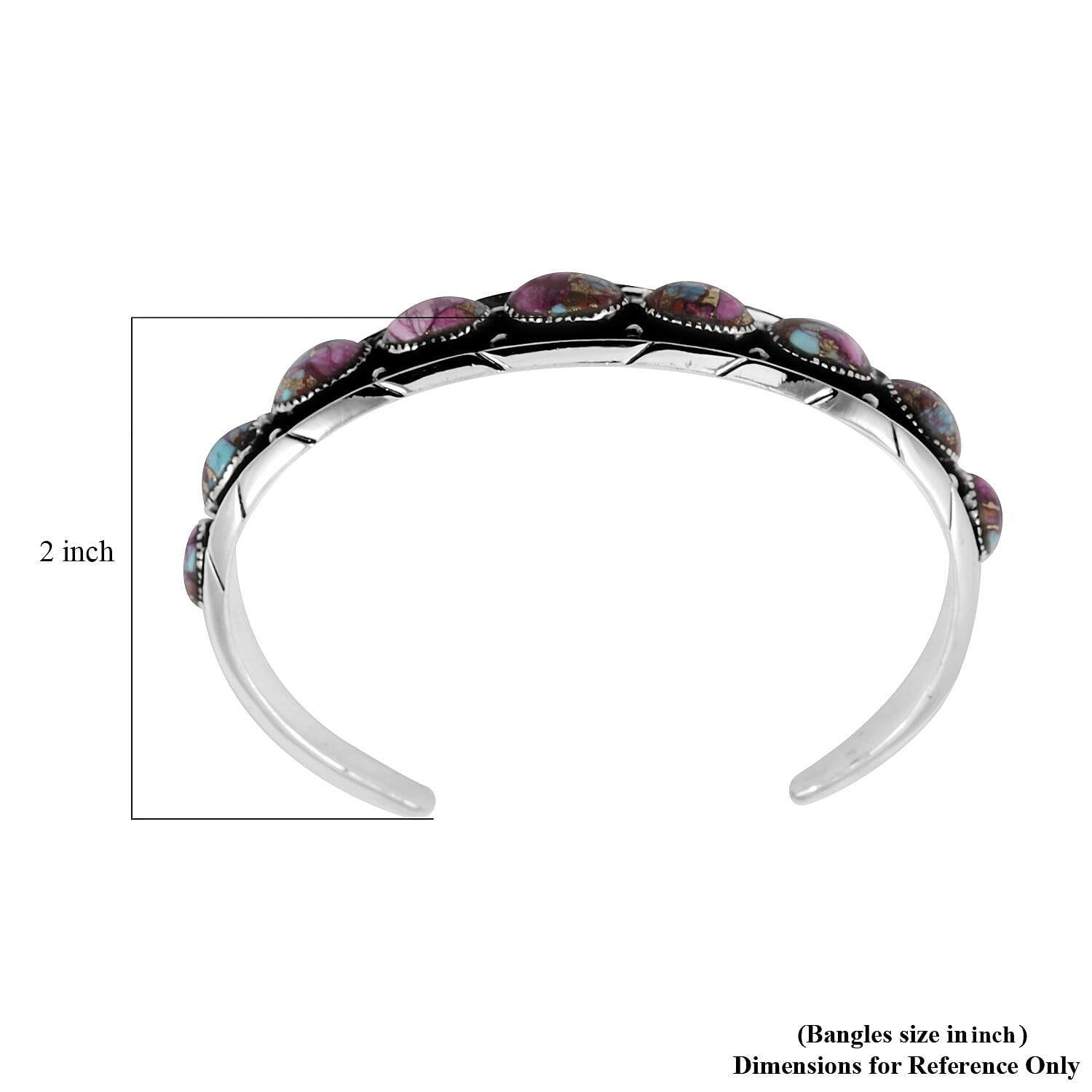 Santa Fe Style Mojave Purple Turquoise 68.00 ctw Cuff Bracelet in Sterling Silver (Adjustable)