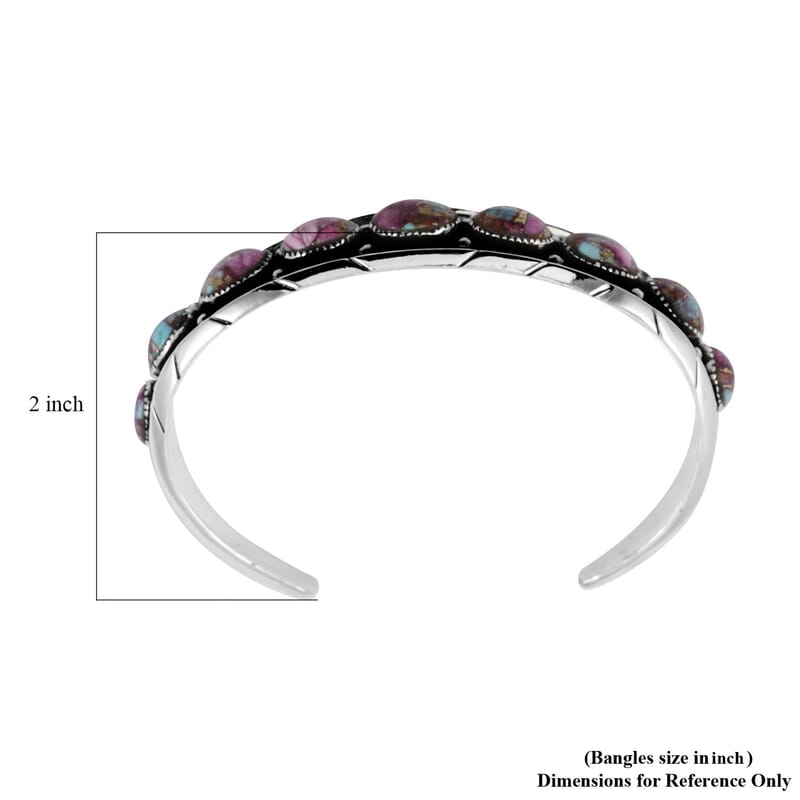 Santa Fe Style Mojave Purple Turquoise 68.00 ctw Cuff Bracelet in Sterling Silver (Adjustable)