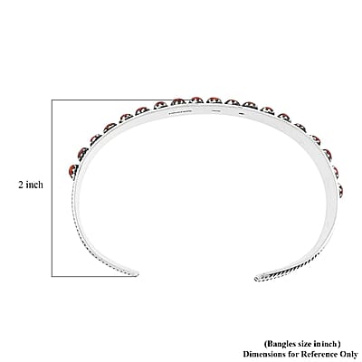 Santa Fe Style Red Coral 57.00 ctw Cuff Bracelet in Sterling Silver (Adjustable)