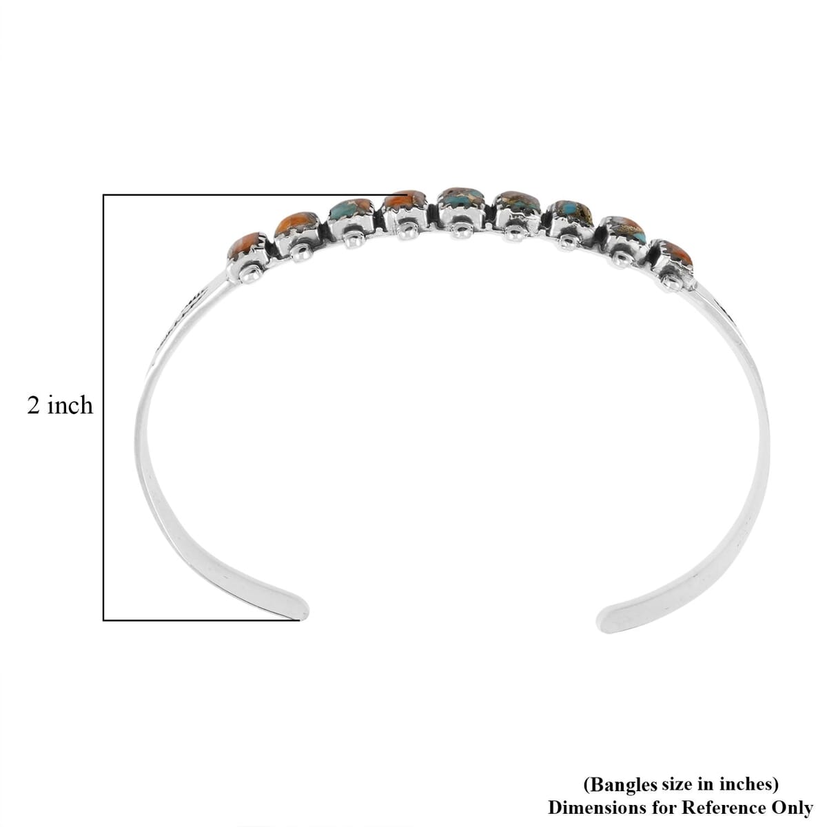 Santa Fe Style Spiny Turquoise 25.00 ctw Cuff Bracelet in Sterling Silver (Adjustable) image number 4