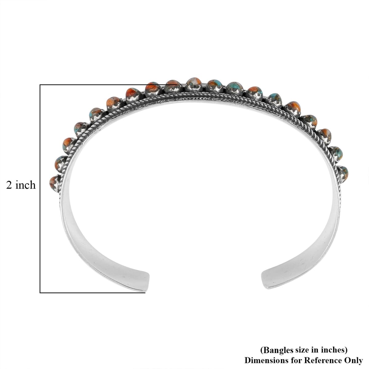 Santa Fe Style Spiny Turquoise 57.00 ctw Cuff Bracelet in Sterling Silver (Adjustable) image number 4