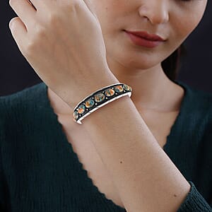 Santa Fe Style Spiny Turquoise 68.00 ctw Cuff Bracelet in Sterling Silver (Adjustable)