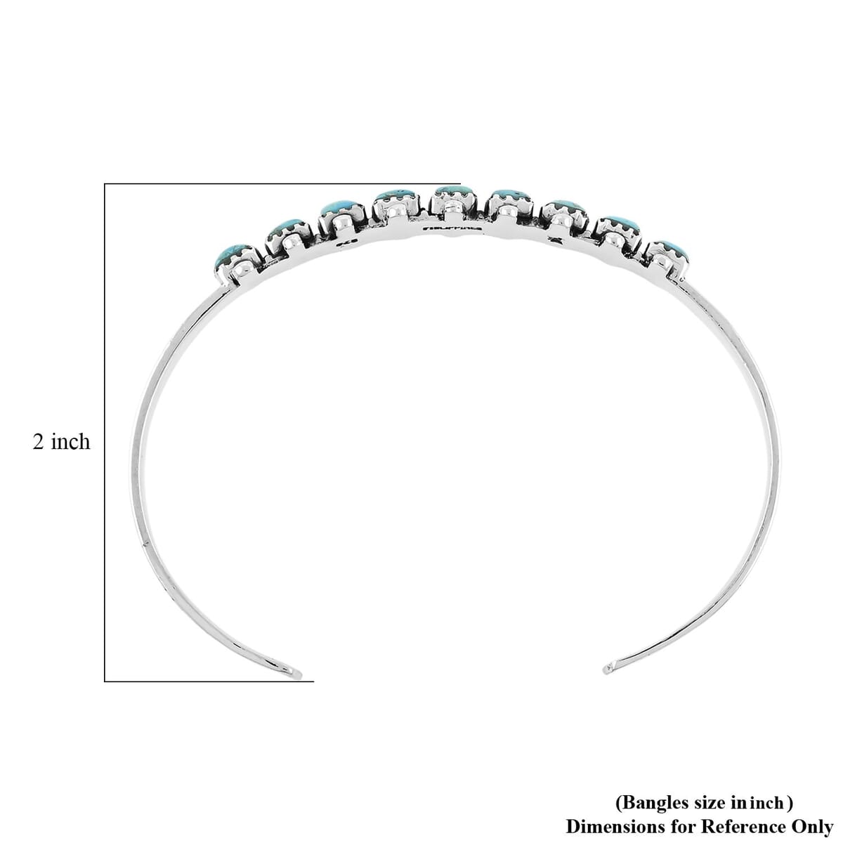 Santa Fe Style Kingman Turquoise 25.00 ctw Cuff Bracelet in Sterling Silver (Adjustable) image number 3