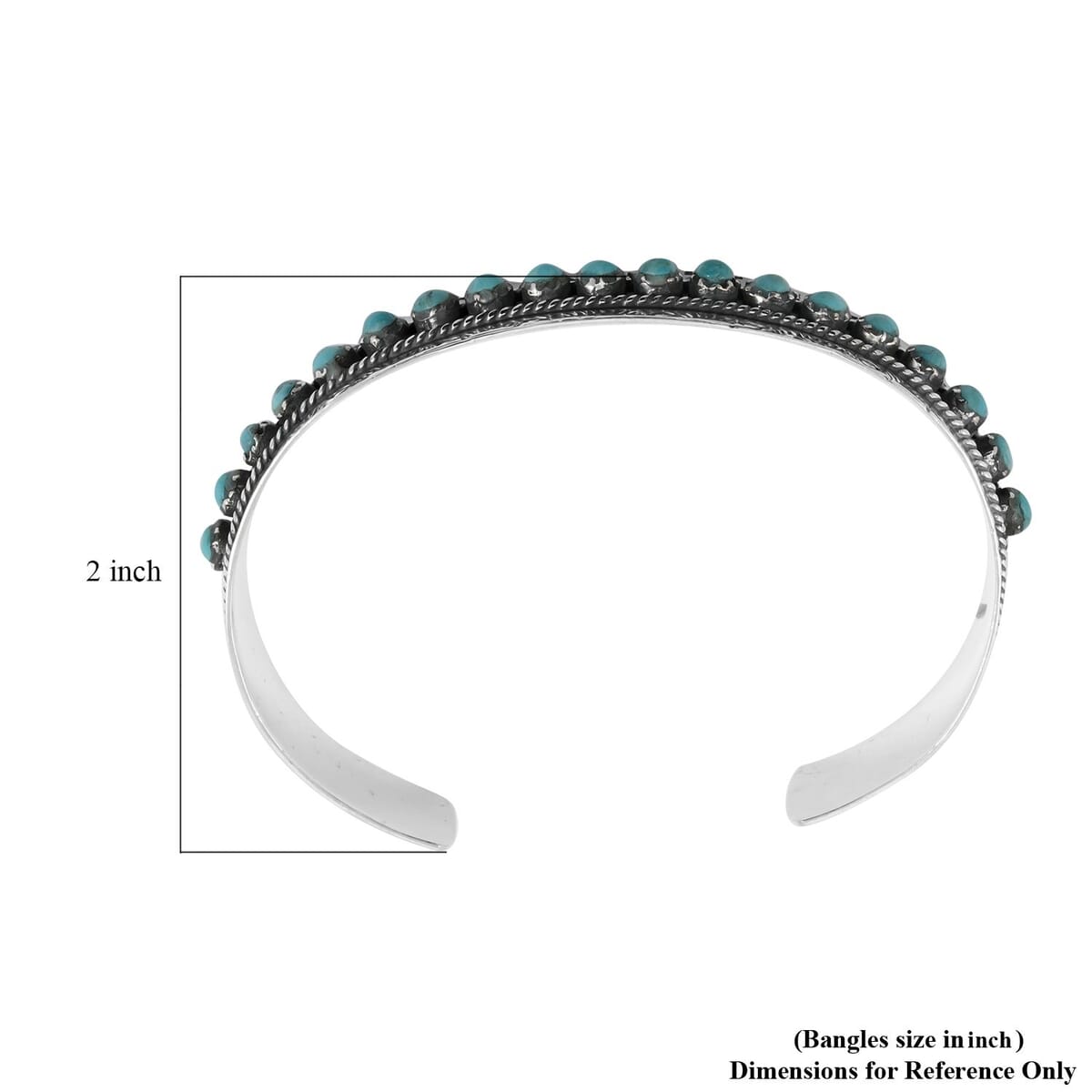 Santa Fe Style Kingman Turquoise 57.00 ctw Cuff Bracelet in Sterling Silver (Adjustable) image number 4