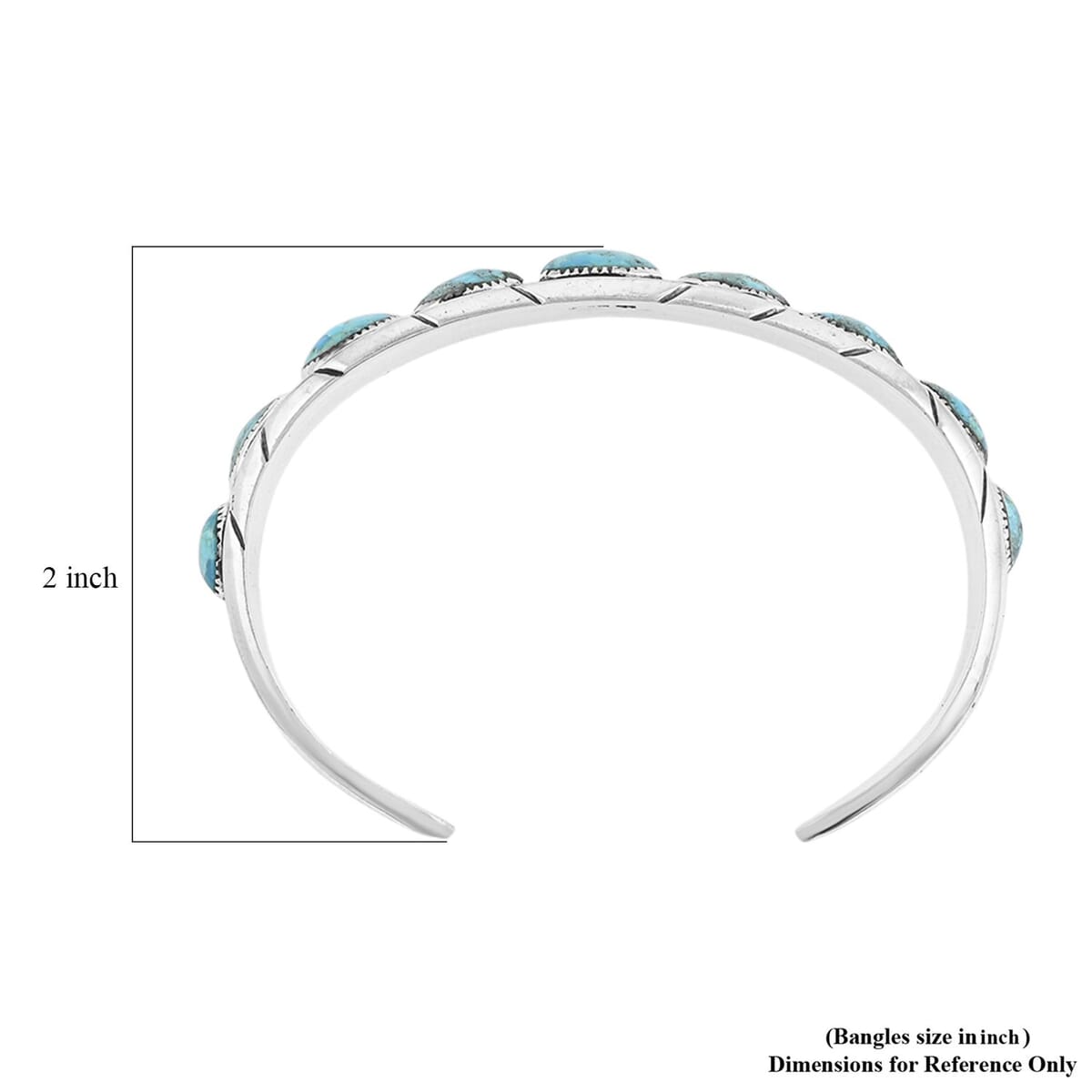 Santa Fe Style Kingman Turquoise 68.00 ctw Cuff Bracelet in Sterling Silver (Adjustable) image number 4