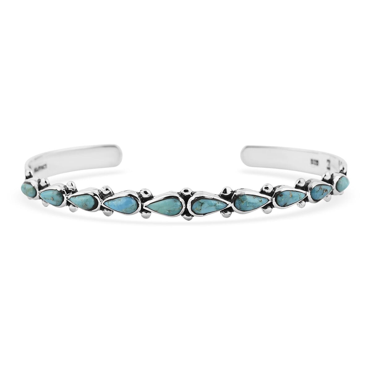 Santa Fe Style Kingman Turquoise 12.00 ctw Cuff Bracelet in Sterling Silver (Adjustable) image number 0