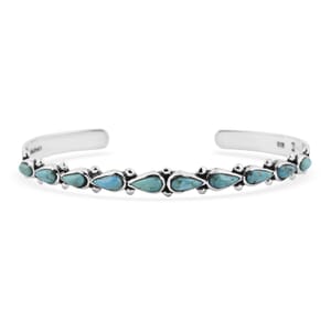 Santa Fe Style Kingman Turquoise 12.00 ctw Cuff Bracelet in Sterling Silver (Adjustable)