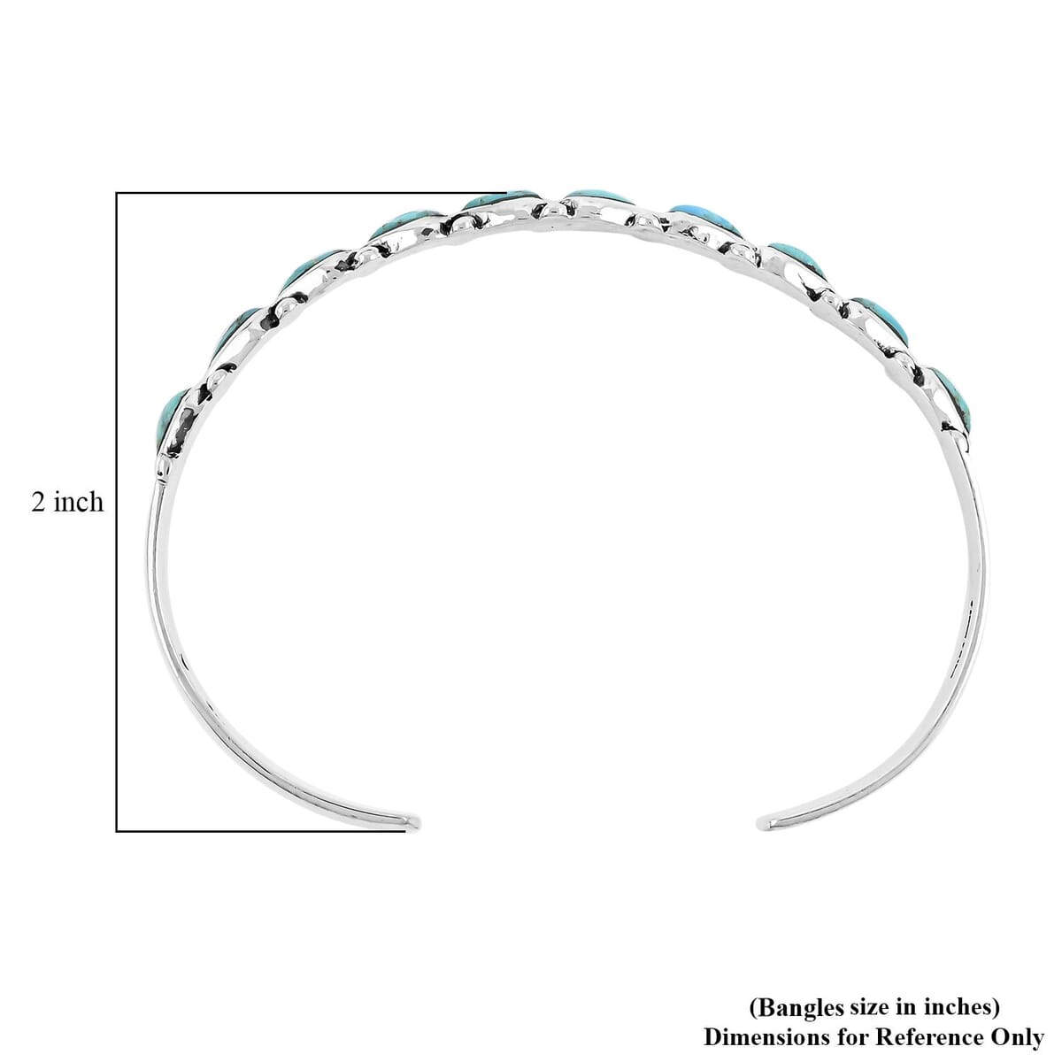 Santa Fe Style Kingman Turquoise 12.00 ctw Cuff Bracelet in Sterling Silver (Adjustable) image number 4