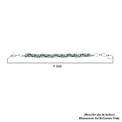 Santa Fe Style Kingman Turquoise 37.50 ctw Bracelet in Sterling Silver (6.50-7.50In)