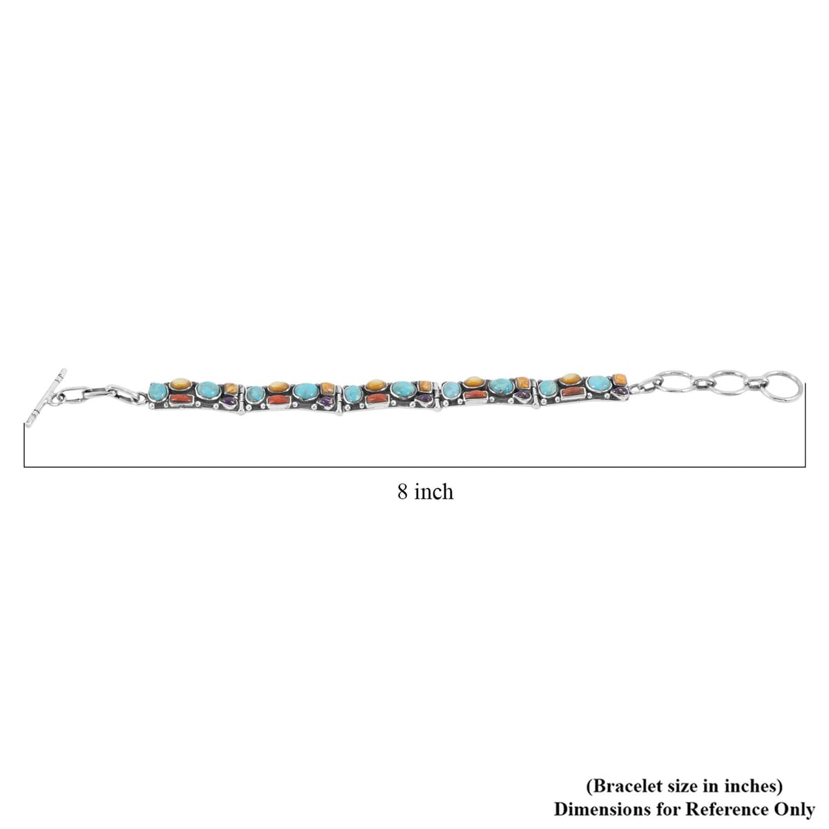Santa Fe Style Multi Gemstone 37.50 ctw Bracelet in Sterling Silver (6.50-7.50In) image number 4