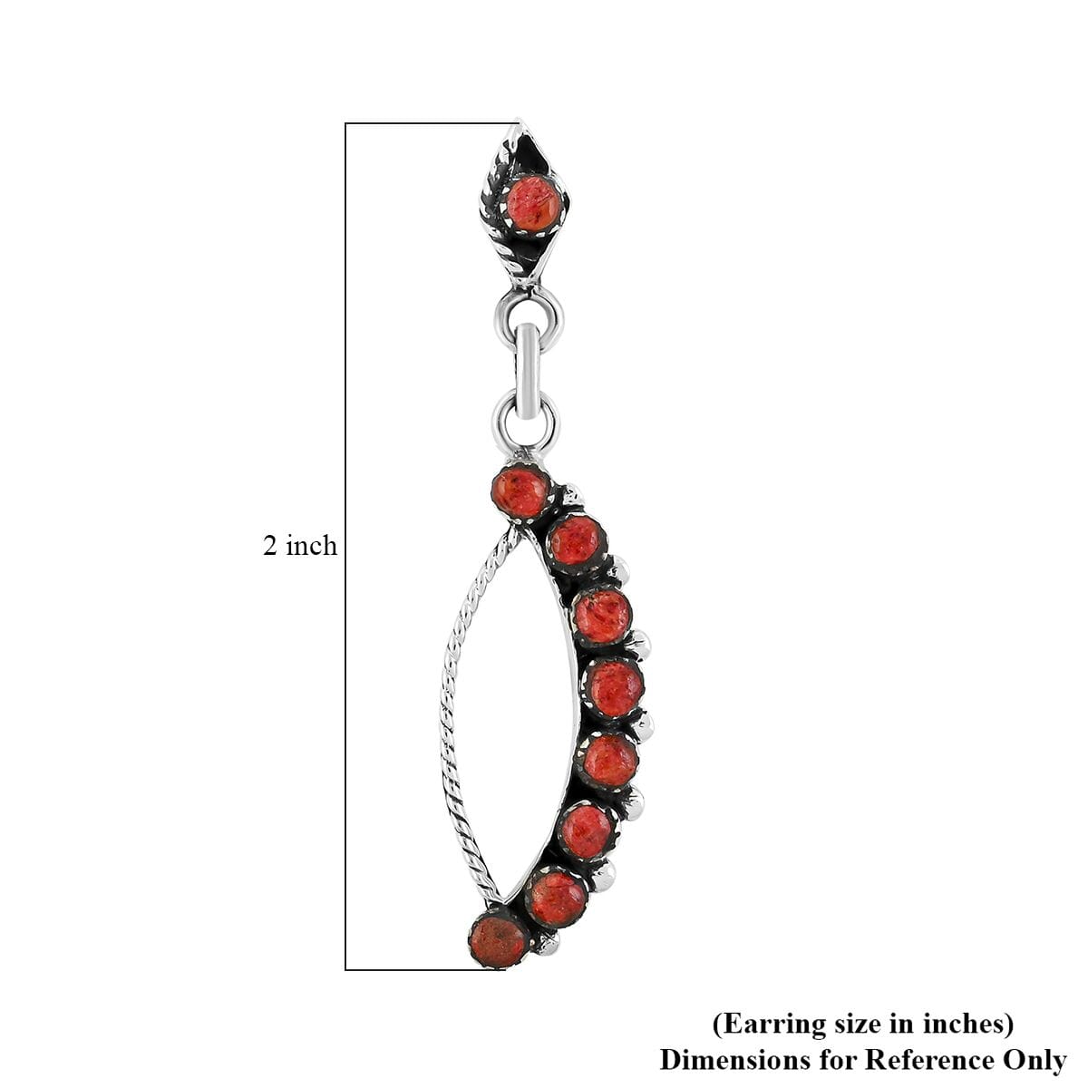 Santa Fe Style Red Coral 8.50 ctw Earrings in Sterling Silver image number 4