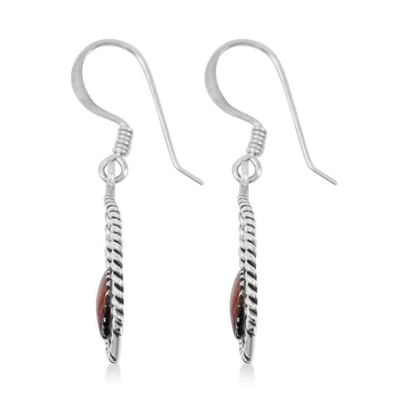 Santa Fe Style Red Coral 4.50 ctw Earrings in Sterling Silver