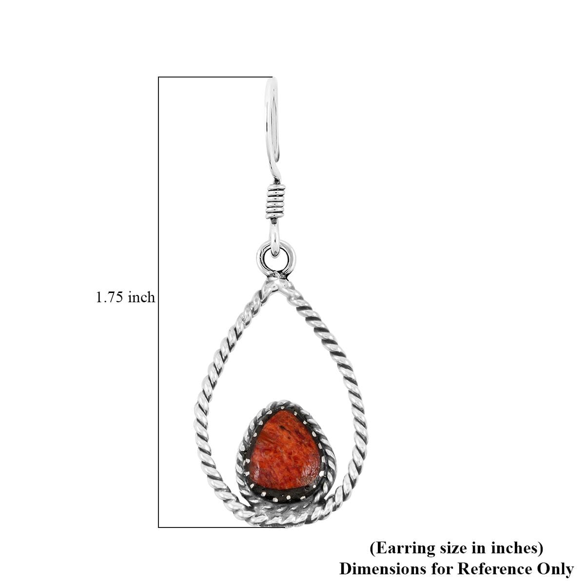 Santa Fe Style Red Coral 4.50 ctw Earrings in Sterling Silver image number 4