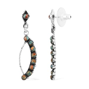 Santa Fe Style Spiny Turquoise 8.50 ctw Earrings in Sterling Silver