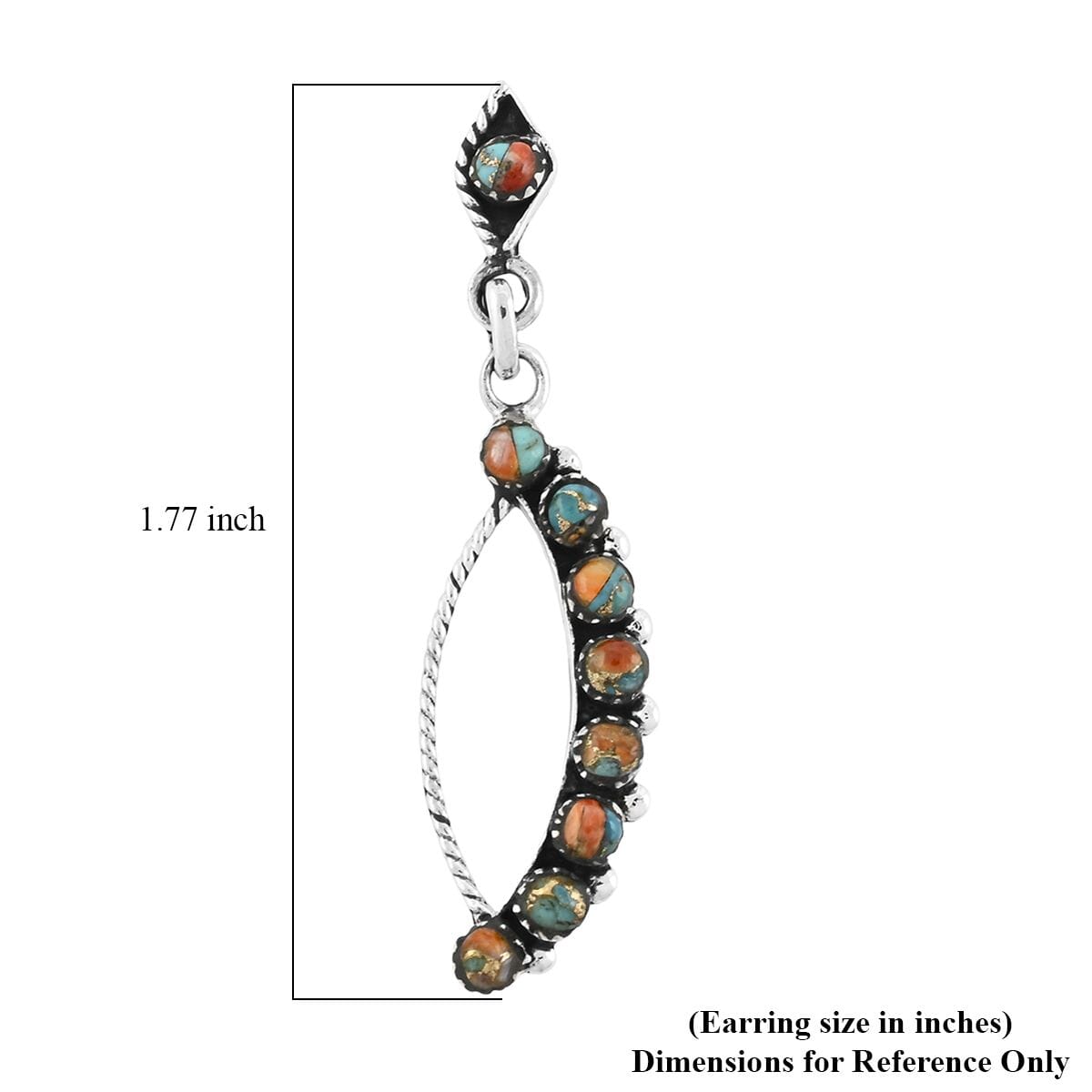 Santa Fe Style Spiny Turquoise 8.50 ctw Earrings in Sterling Silver image number 4