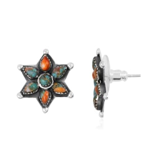 Santa Fe Style Spiny Turquoise 10.00 ctw Earrings in Sterling Silver