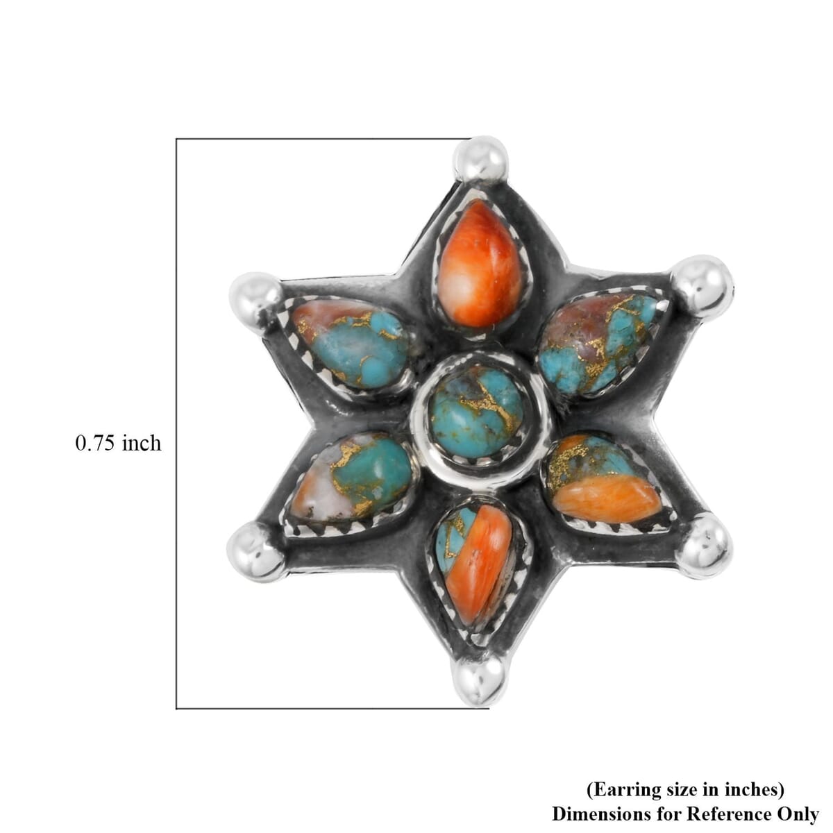 Santa Fe Style Spiny Turquoise 10.00 ctw Earrings in Sterling Silver image number 4