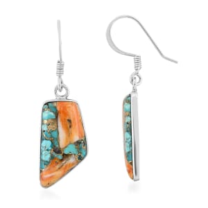 Santa Fe Style Spiny Turquoise 15.00 ctw Earrings in Sterling Silver