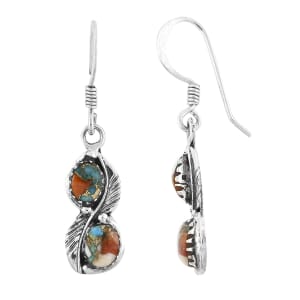 Santa Fe Style Spiny Turquoise 7.00 ctw Earrings in Sterling Silver