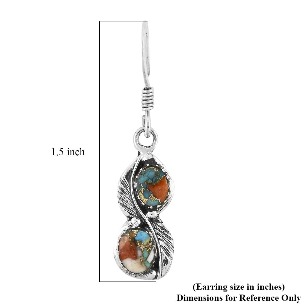Santa Fe Style Spiny Turquoise 7.00 ctw Earrings in Sterling Silver image number 4