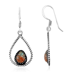 Santa Fe Style Spiny Turquoise 4.50 ctw Earrings in Sterling Silver