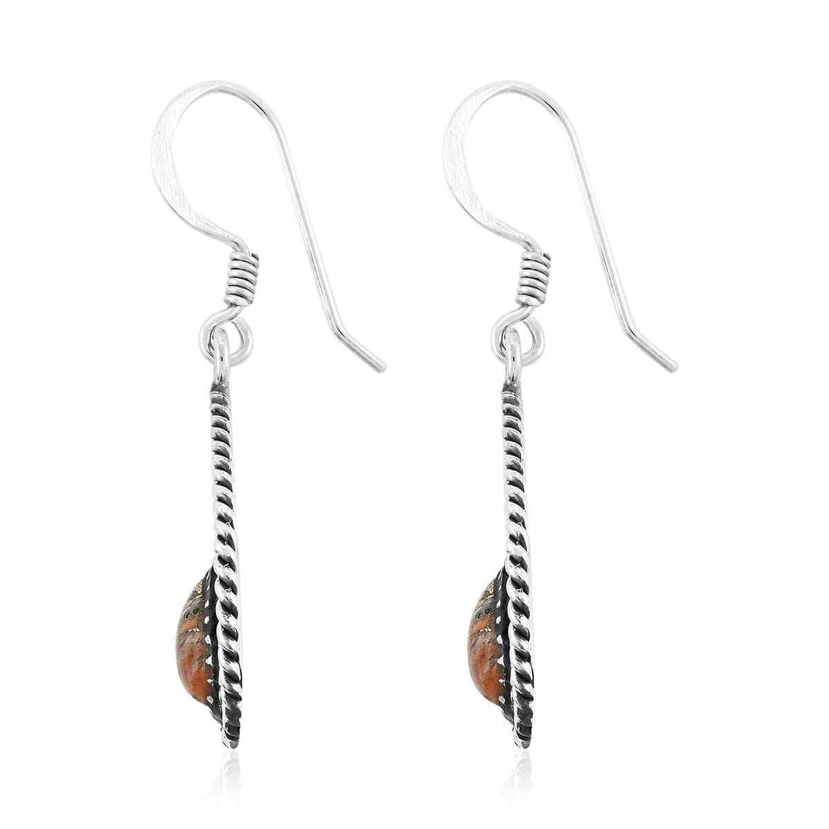 Santa Fe Style Spiny Turquoise 4.50 ctw Earrings in Sterling Silver image number 3