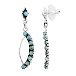 Santa Fe Style Kingman Turquoise 8.50 ctw Earrings in Sterling Silver