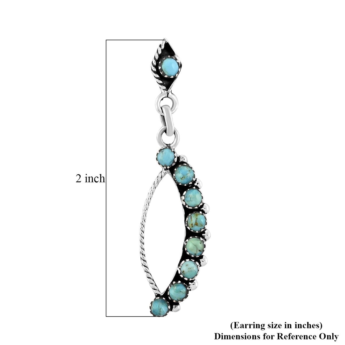 Santa Fe Style Kingman Turquoise 8.50 ctw Earrings in Sterling Silver image number 4