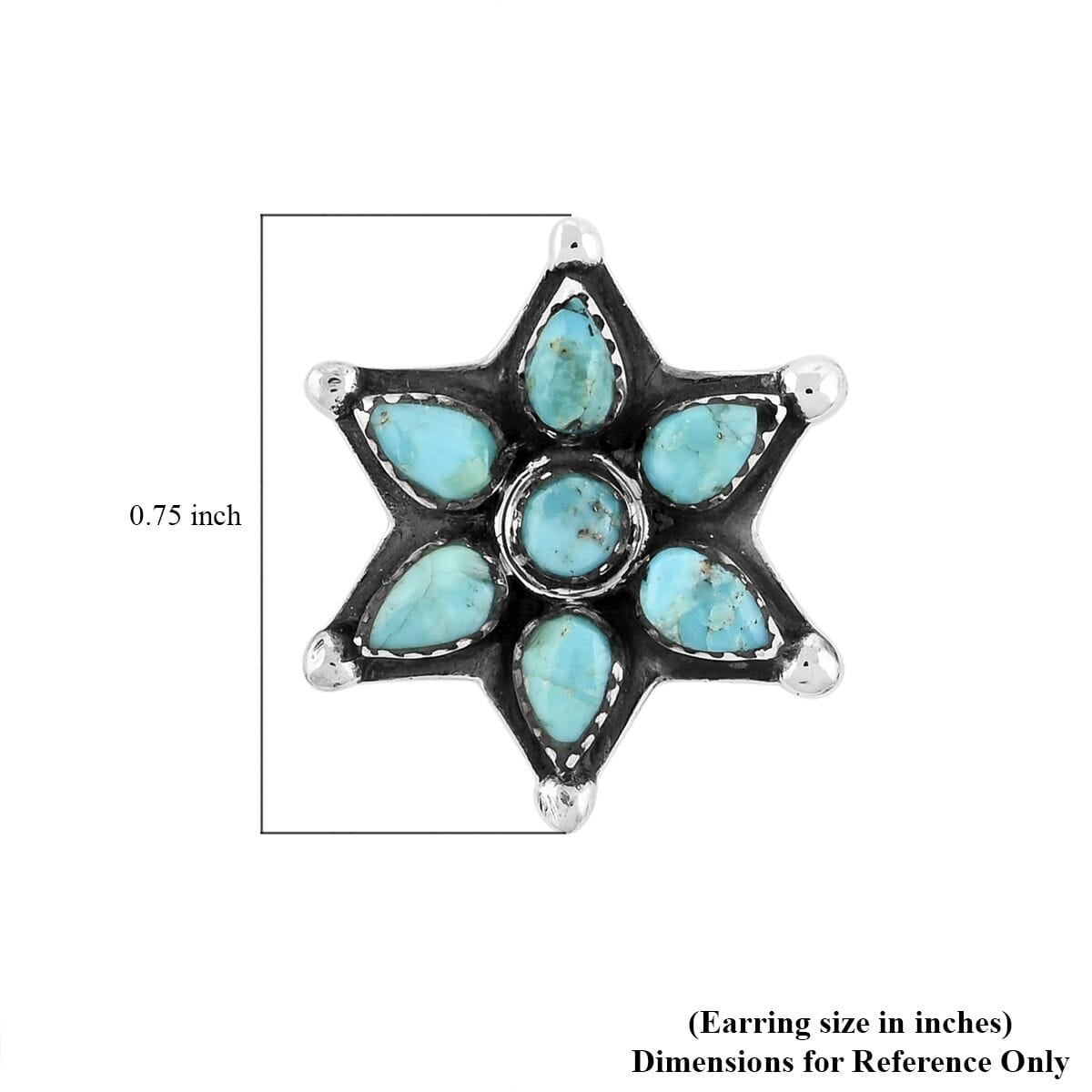 Santa Fe Style Kingman Turquoise 10.00 ctw Earrings in Sterling Silver image number 4