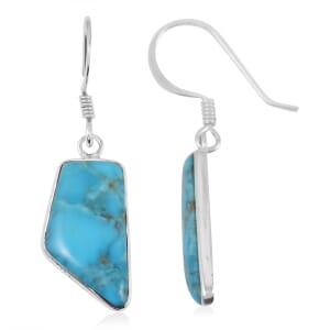 Santa Fe Style Kingman Turquoise 15.00 ctw Earrings in Sterling Silver
