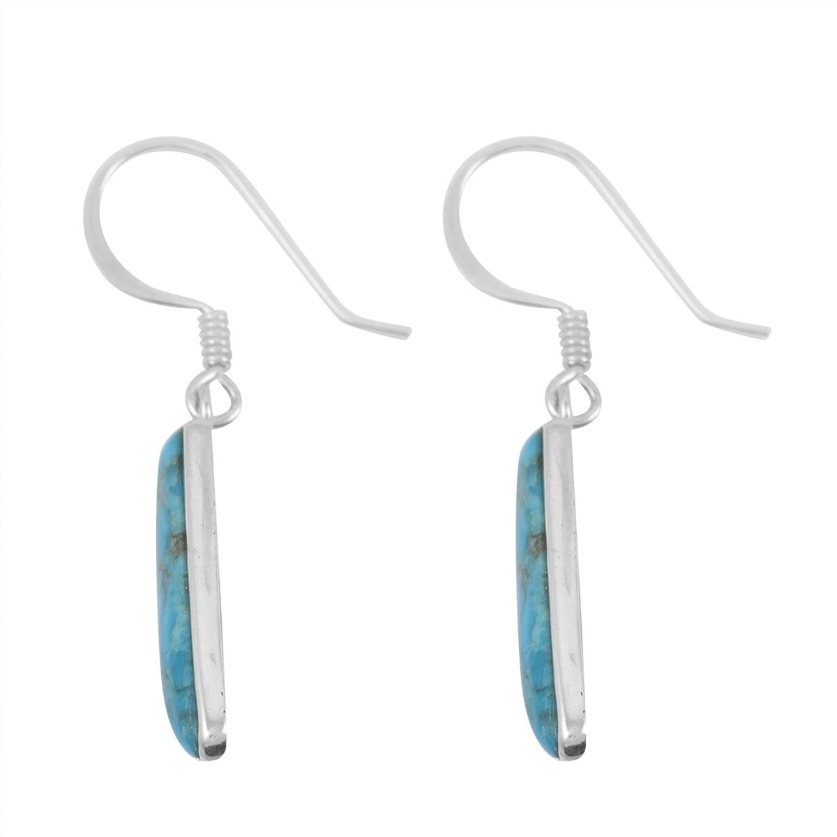 Santa Fe Style Kingman Turquoise 15.00 ctw Earrings in Sterling Silver image number 3