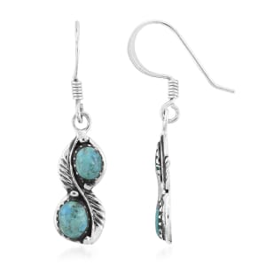 Santa Fe Style Kingman Turquoise 7.00 ctw Earrings in Sterling Silver