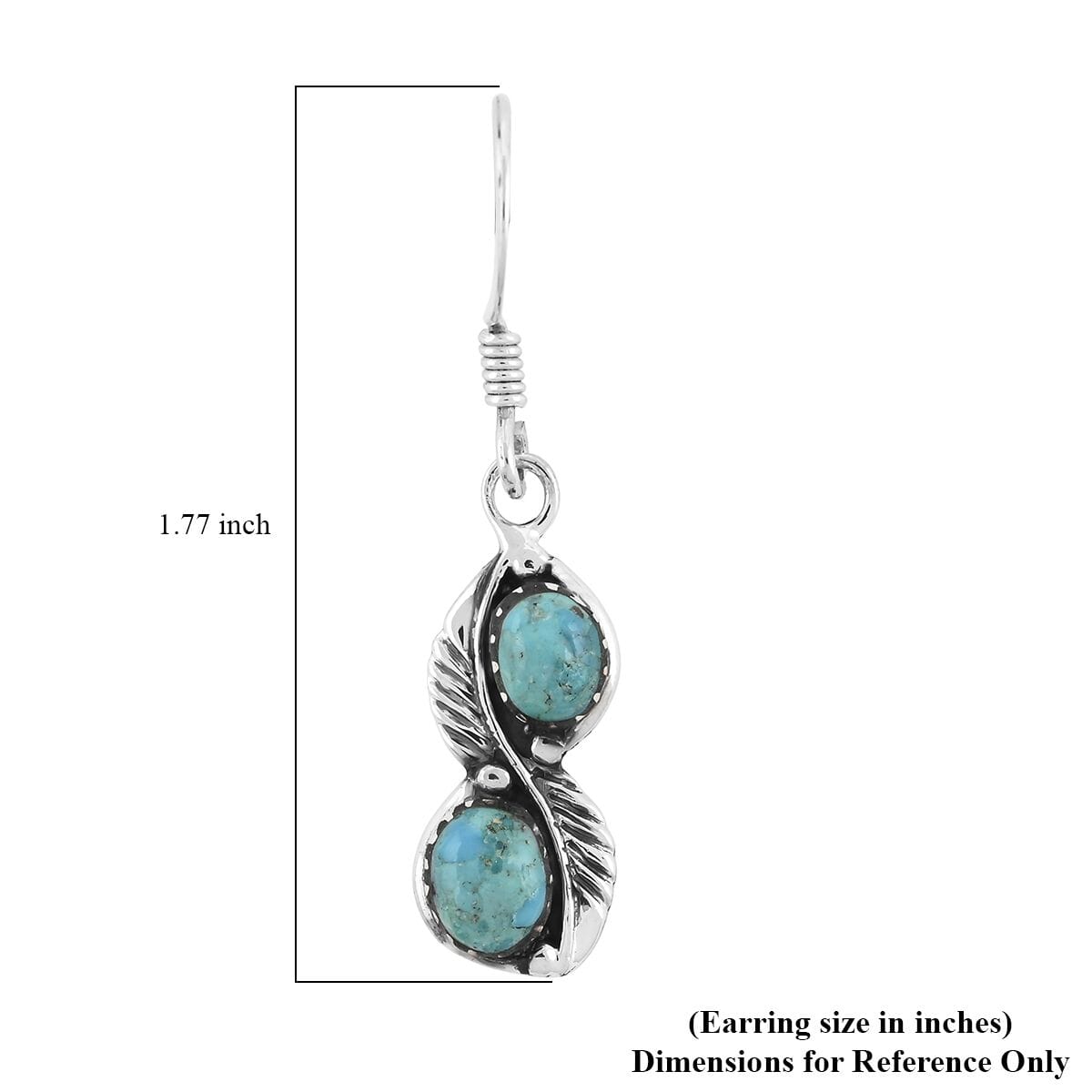 Santa Fe Style Kingman Turquoise 7.00 ctw Earrings in Sterling Silver image number 4