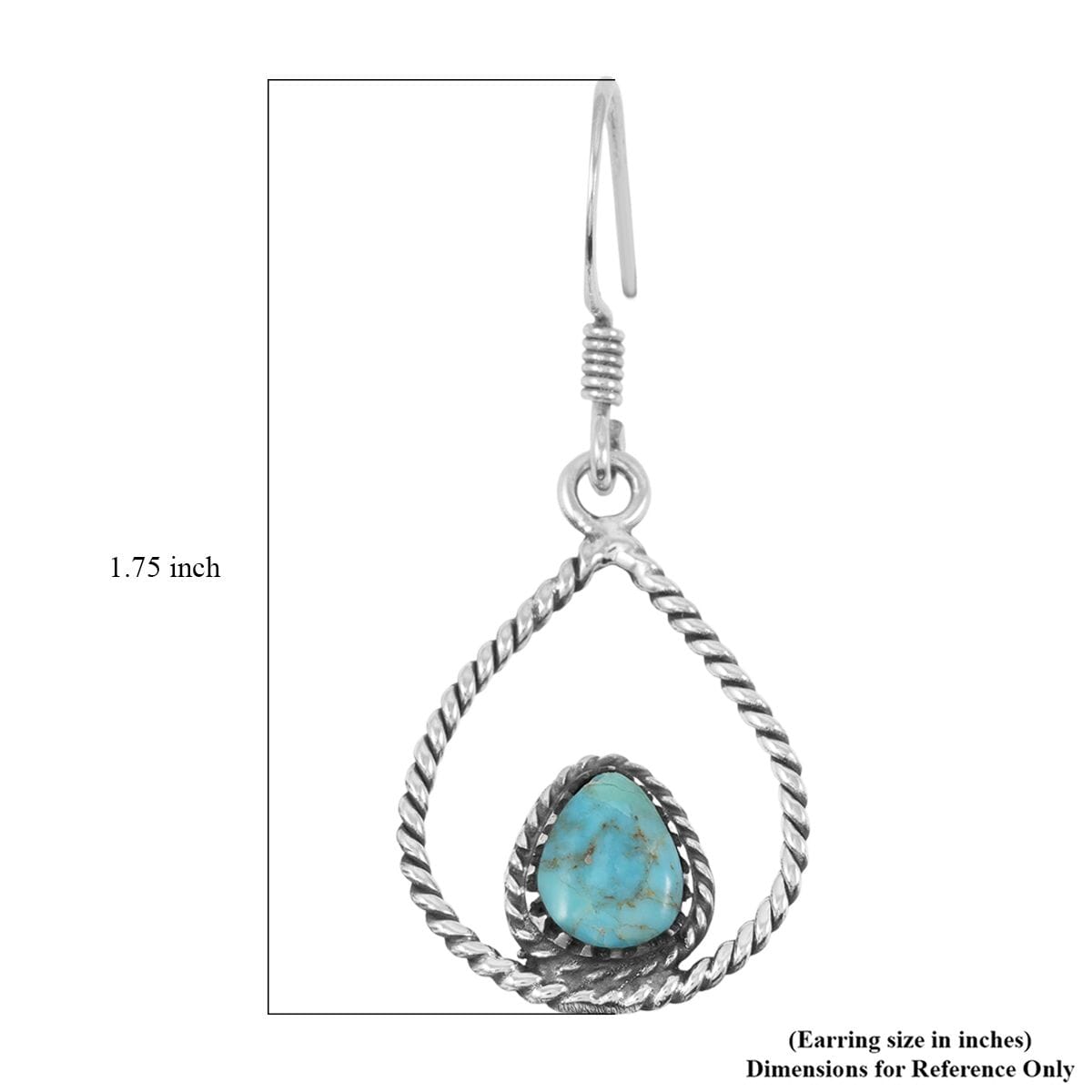 Santa Fe Style Kingman Turquoise 4.50 ctw Earrings in Sterling Silver image number 4