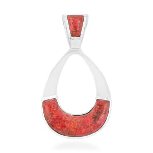 Santa Fe Style Red Coral 9.00 ctw Pendant in Sterling Silver