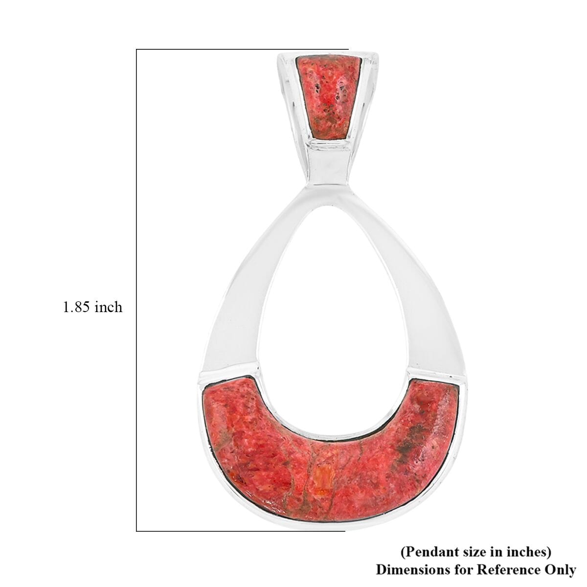 Santa Fe Style Red Coral 9.00 ctw Pendant in Sterling Silver image number 4