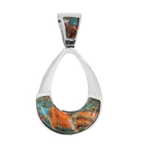 Santa Fe Style Spiny Turquoise 9.00 ctw Pendant in Sterling Silver