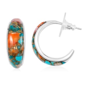 Santa Fe Style Spiny Turquoise 8.00 ctw Earrings in Sterling Silver