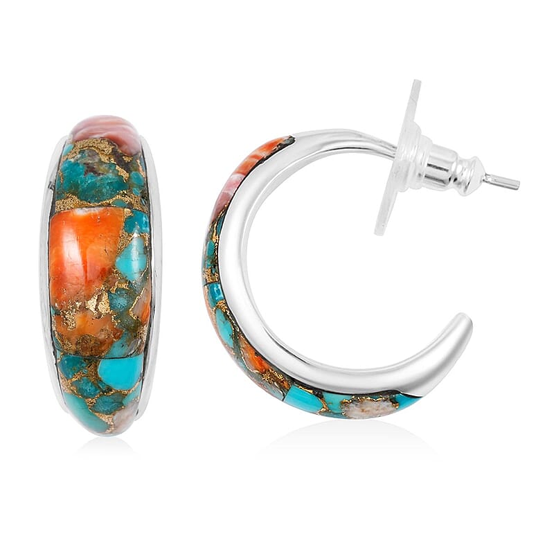 Santa Fe Style Spiny Turquoise 8.00 ctw Earrings in Sterling Silver