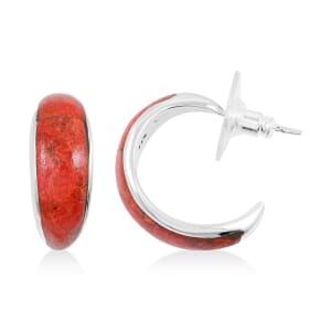 Santa Fe Style Enhanced Red Coral 8.00 ctw Earrings in Sterling Silver