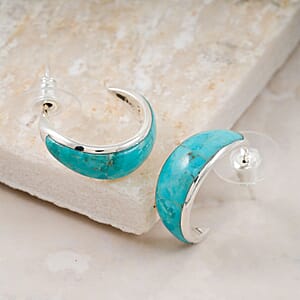 Santa Fe Style Kingman Turquoise 8.00 ctw Earrings in Sterling Silver
